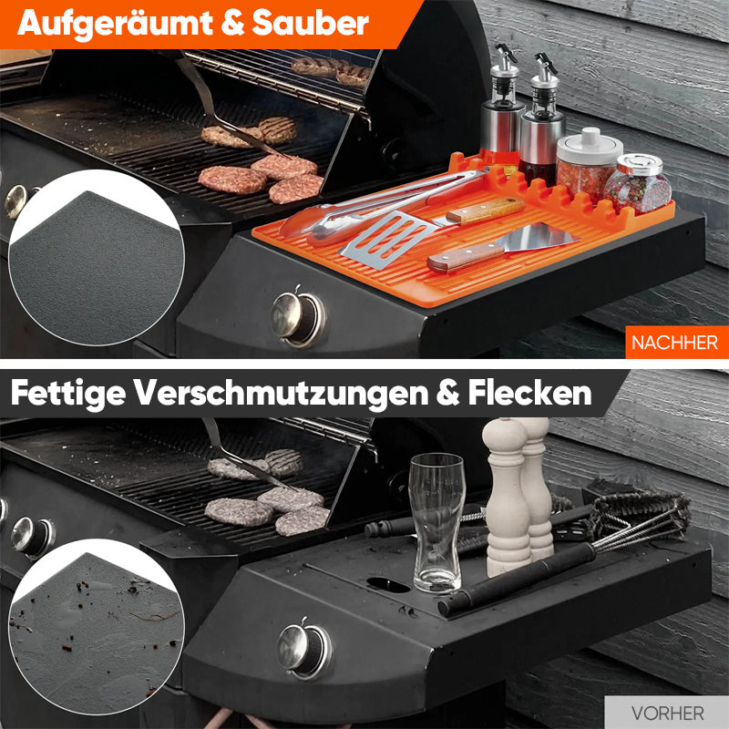 TYIIPLUS™ Silikon-Grillmatte für die Grill-Ablage – Hitzebeständiger BBQ-Werkzeug-Organizer