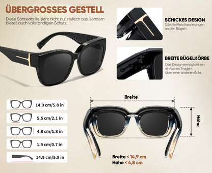 🕶️ Polarisierte Überbrille für Damen – UV400-Schutz, floral gerahmte Überbrille mit Korrektionsgläsern