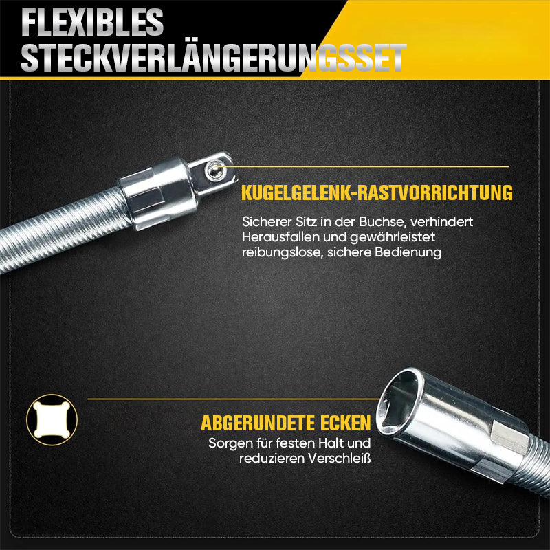 TYIIPLUS™ Flexibles Steckschlüssel-Verlängerungsset – Biegsame Ratschenschlüsselverlängerungen für enge Stellen, Kfz-Reparaturset aus CR-V-Stahl