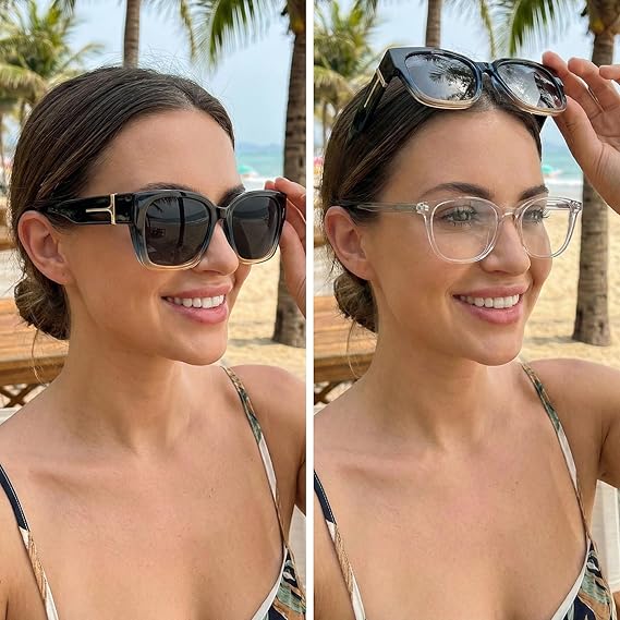 🕶️ Polarisierte Überbrille für Damen – UV400-Schutz, floral gerahmte Überbrille mit Korrektionsgläsern