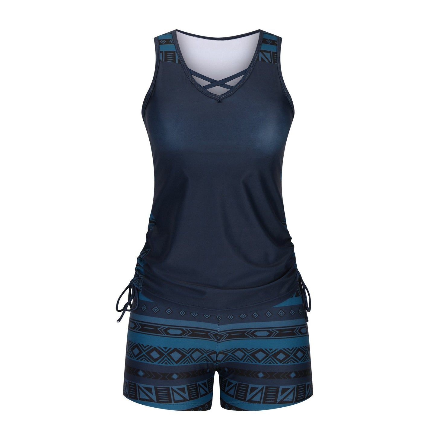 Damen Tankini-Set mit Bauchkontrolle & integriertem BH – Figurschmeichelnder Boho-Badeanzug mit Shorts
