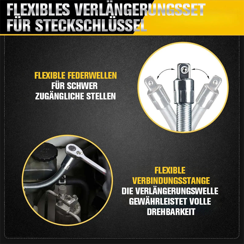 TYIIPLUS™ Flexibles Steckschlüssel-Verlängerungsset – Biegsame Ratschenschlüsselverlängerungen für enge Stellen, Kfz-Reparaturset aus CR-V-Stahl