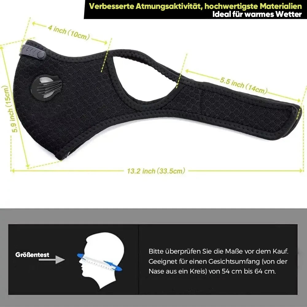 Wiederverwendbare Staubmaske mit Kohlefilter – Entwickelt für einen aktiven Lebensstil