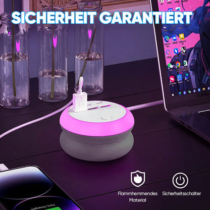 7-in-1 Ultimative Ausziehbare USB-Ladestation mit 8-farbiger Stimmungsbeleuchtung