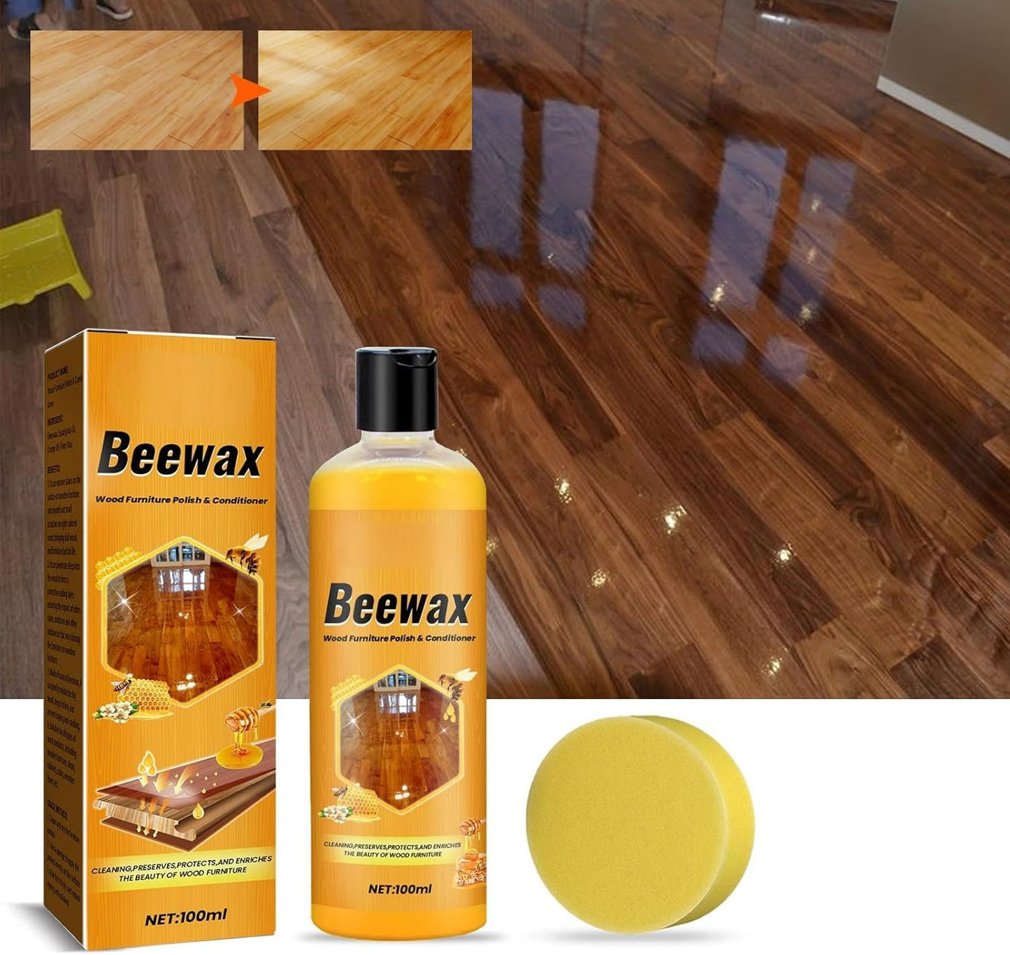 🍯 Bienenwachs-Holzboden- & Möbelreiniger | Fleckenentferner, Politur & Pflegemittel | 100 ml