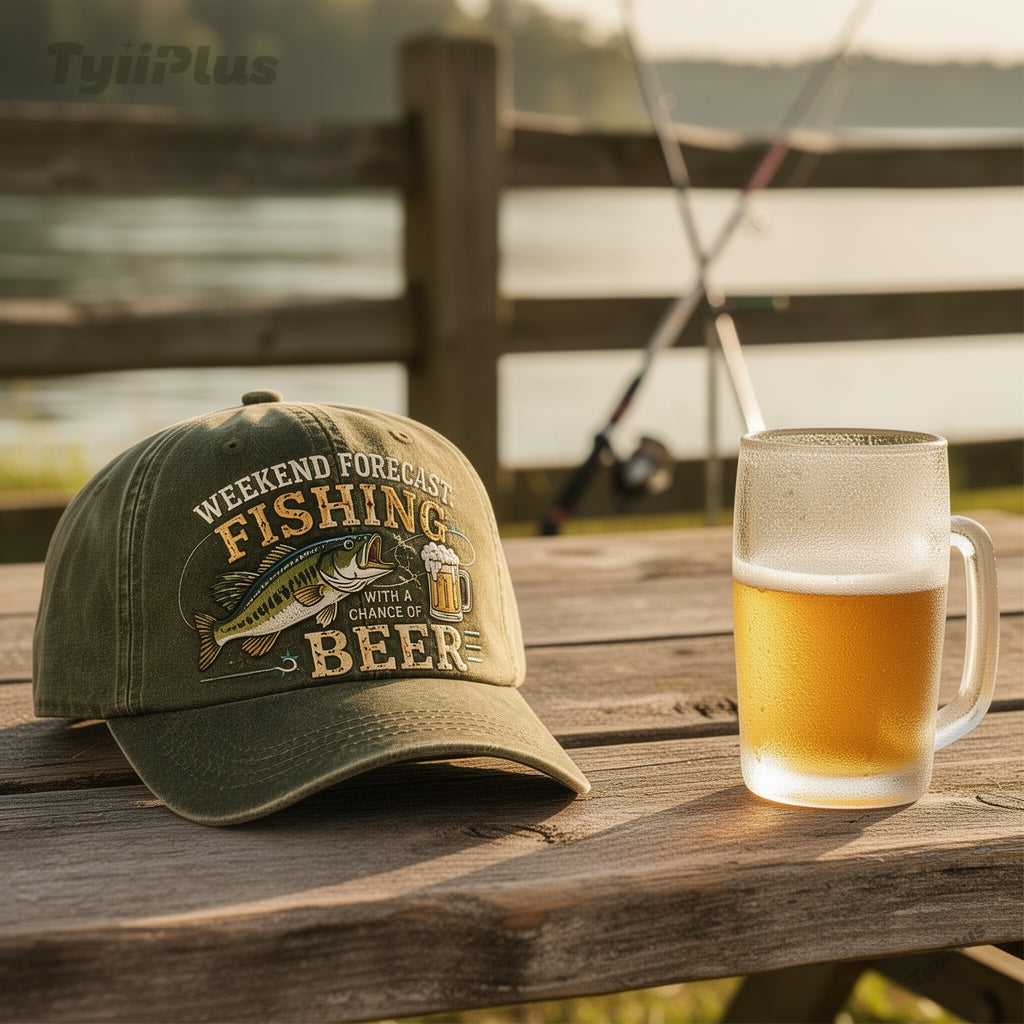Wochenendprognose: Angeln mit hoher Bierwahrscheinlichkeit – Vintage Dad Cap für Angler