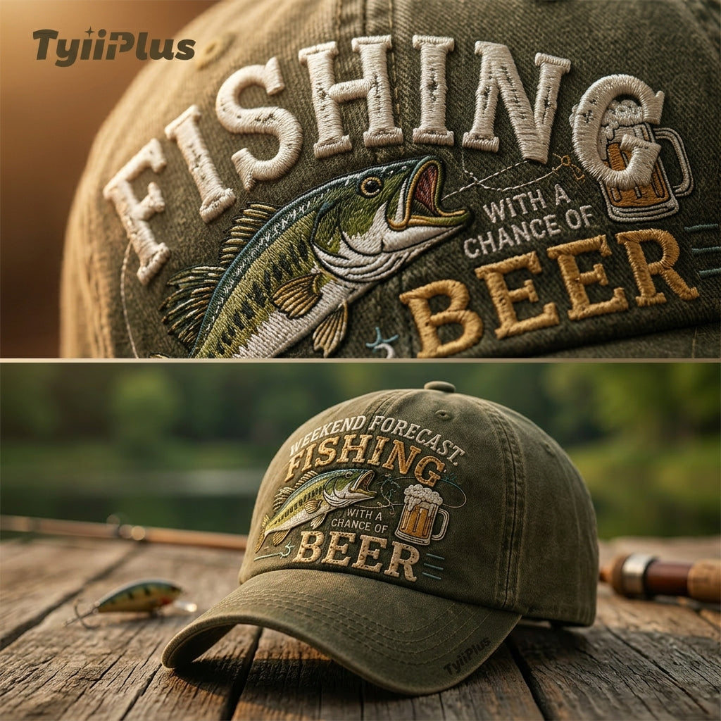 Wochenendprognose: Angeln mit hoher Bierwahrscheinlichkeit – Vintage Dad Cap für Angler