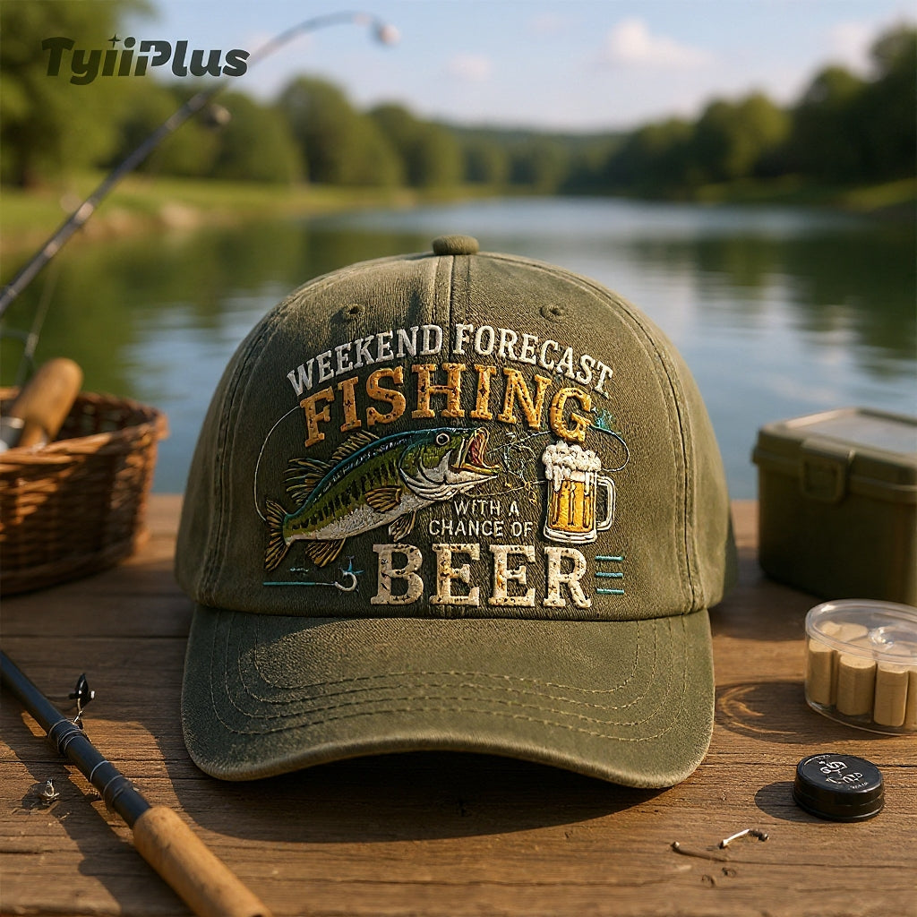 Wochenendprognose: Angeln mit hoher Bierwahrscheinlichkeit – Vintage Dad Cap für Angler