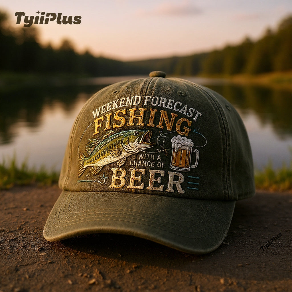 Wochenendprognose: Angeln mit hoher Bierwahrscheinlichkeit – Vintage Dad Cap für Angler