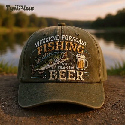 Wochenendprognose: Angeln mit hoher Bierwahrscheinlichkeit – Vintage Dad Cap für Angler