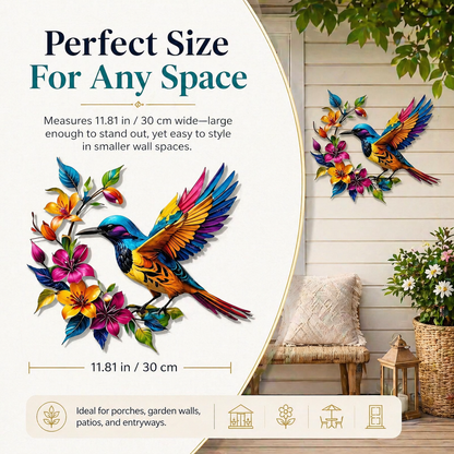 Wandbild "Kolibri in voller Blüte" aus Metall