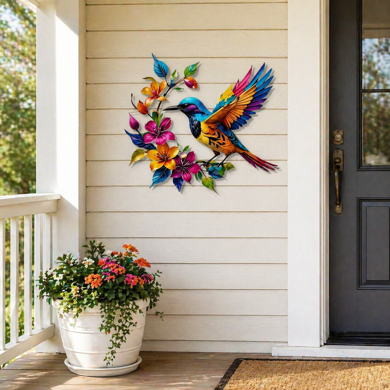Wandbild "Kolibri in voller Blüte" aus Metall