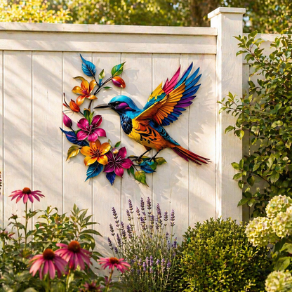 Wandbild "Kolibri in voller Blüte" aus Metall