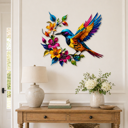 Wandbild "Kolibri in voller Blüte" aus Metall