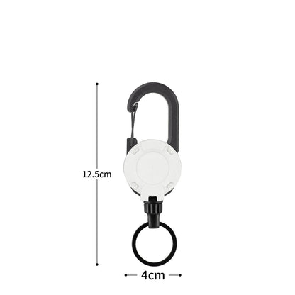 Heavy-Duty Retractable Carabiner Keychain - 25" Steel Wire Rope, 100,000 Pull Cycles