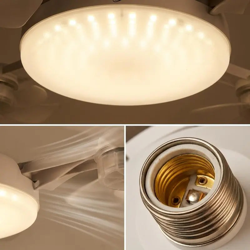🌀E27-Fassung Deckenventilator mit Leuchte – 2-in-1 LED-Leuchte & leiser Ventilator mit Fernbedienung