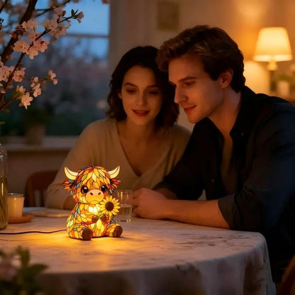 ✨ Kreative LED-Nachtleuchte mit Hochlandkuh-Motiv