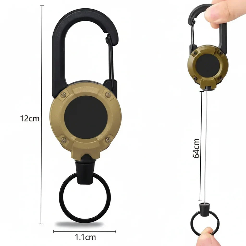 Heavy-Duty Retractable Carabiner Keychain - 25" Steel Wire Rope, 100,000 Pull Cycles