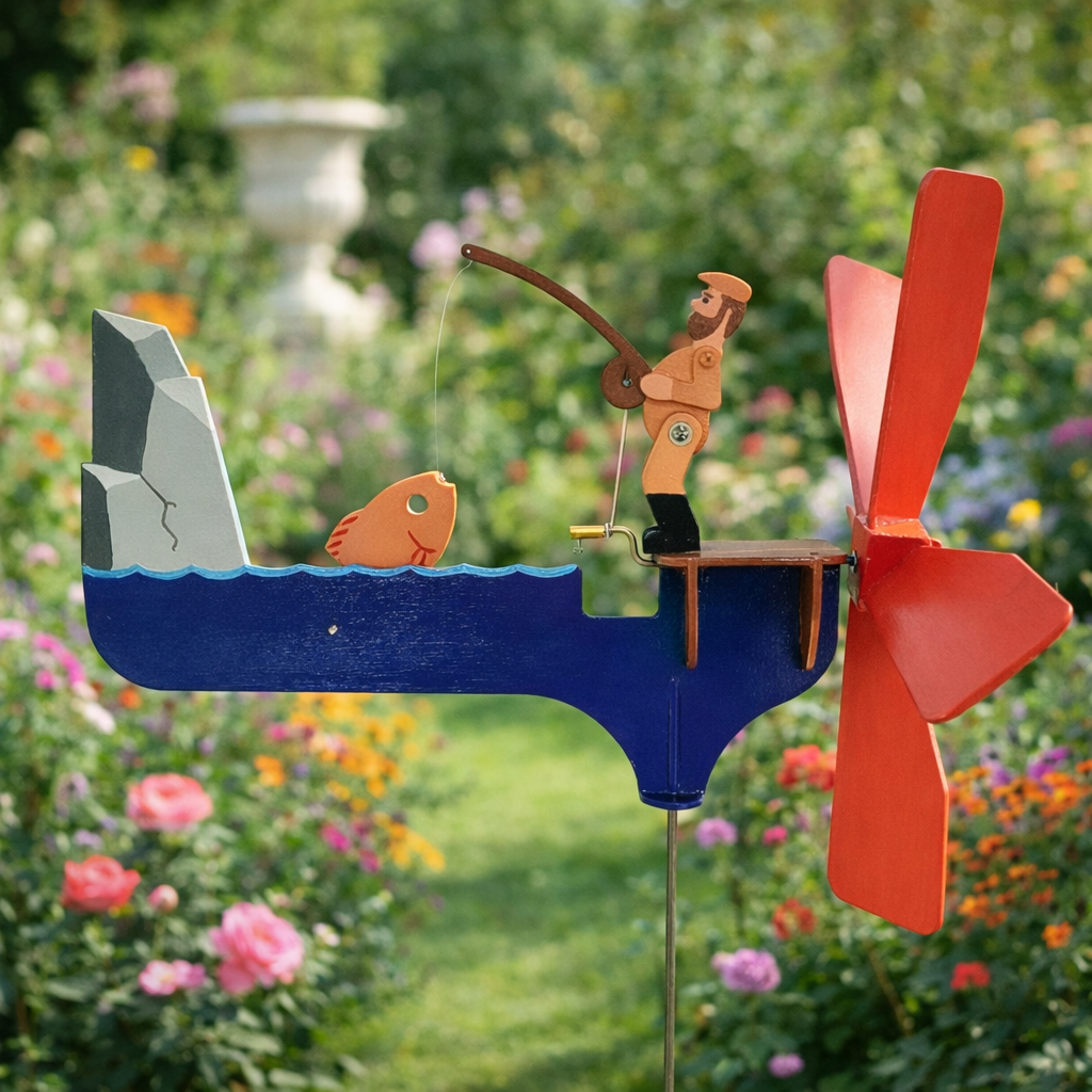 🎣 Angler Windspiel Gartendeko