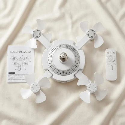 🌀E27-Fassung Deckenventilator mit Leuchte – 2-in-1 LED-Leuchte & leiser Ventilator mit Fernbedienung