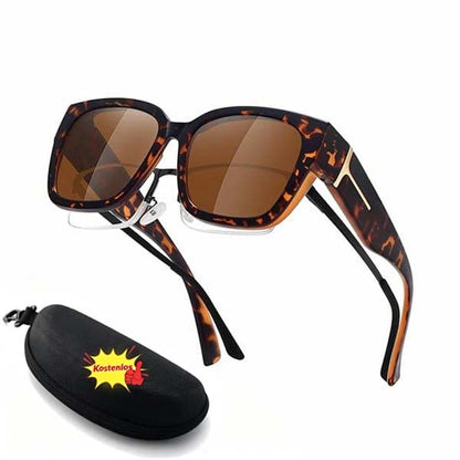 🕶️ Polarisierte Überbrille für Damen – UV400-Schutz, floral gerahmte Überbrille mit Korrektionsgläsern