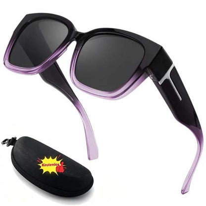 🕶️ Polarisierte Überbrille für Damen – UV400-Schutz, floral gerahmte Überbrille mit Korrektionsgläsern