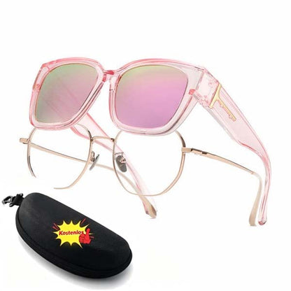 🕶️ Polarisierte Überbrille für Damen – UV400-Schutz, floral gerahmte Überbrille mit Korrektionsgläsern